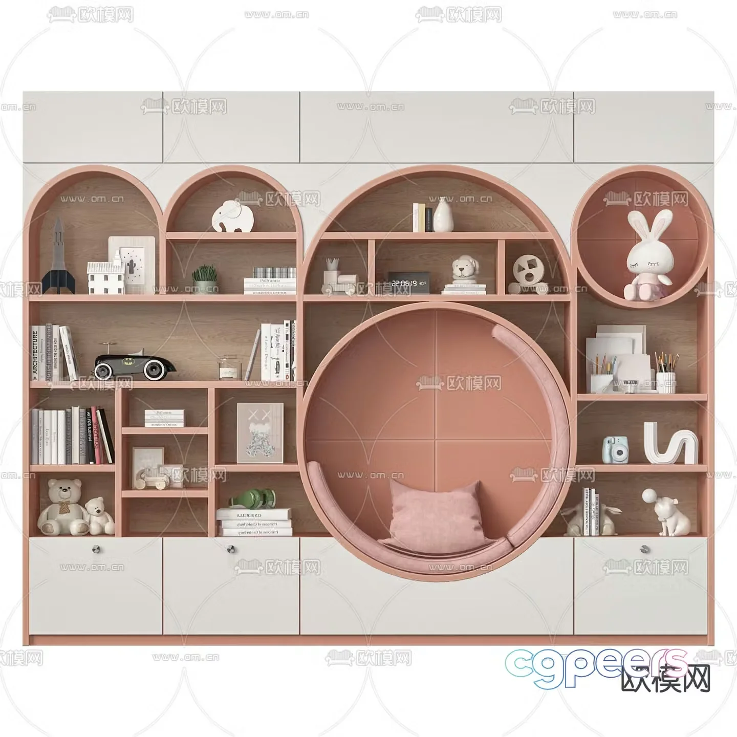 Modern children’s bookcase 3d model