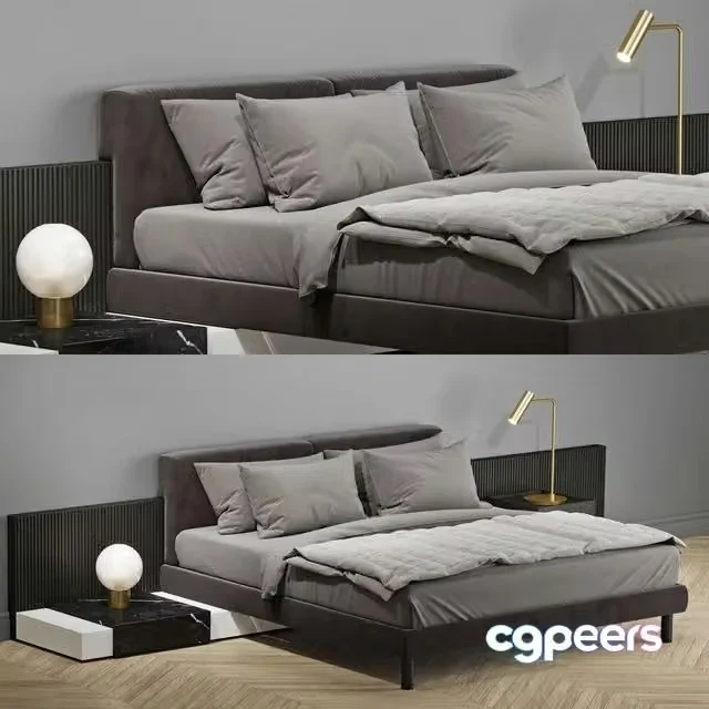 3ds Max Free – Meridiani Cliff bed with table lamp[s