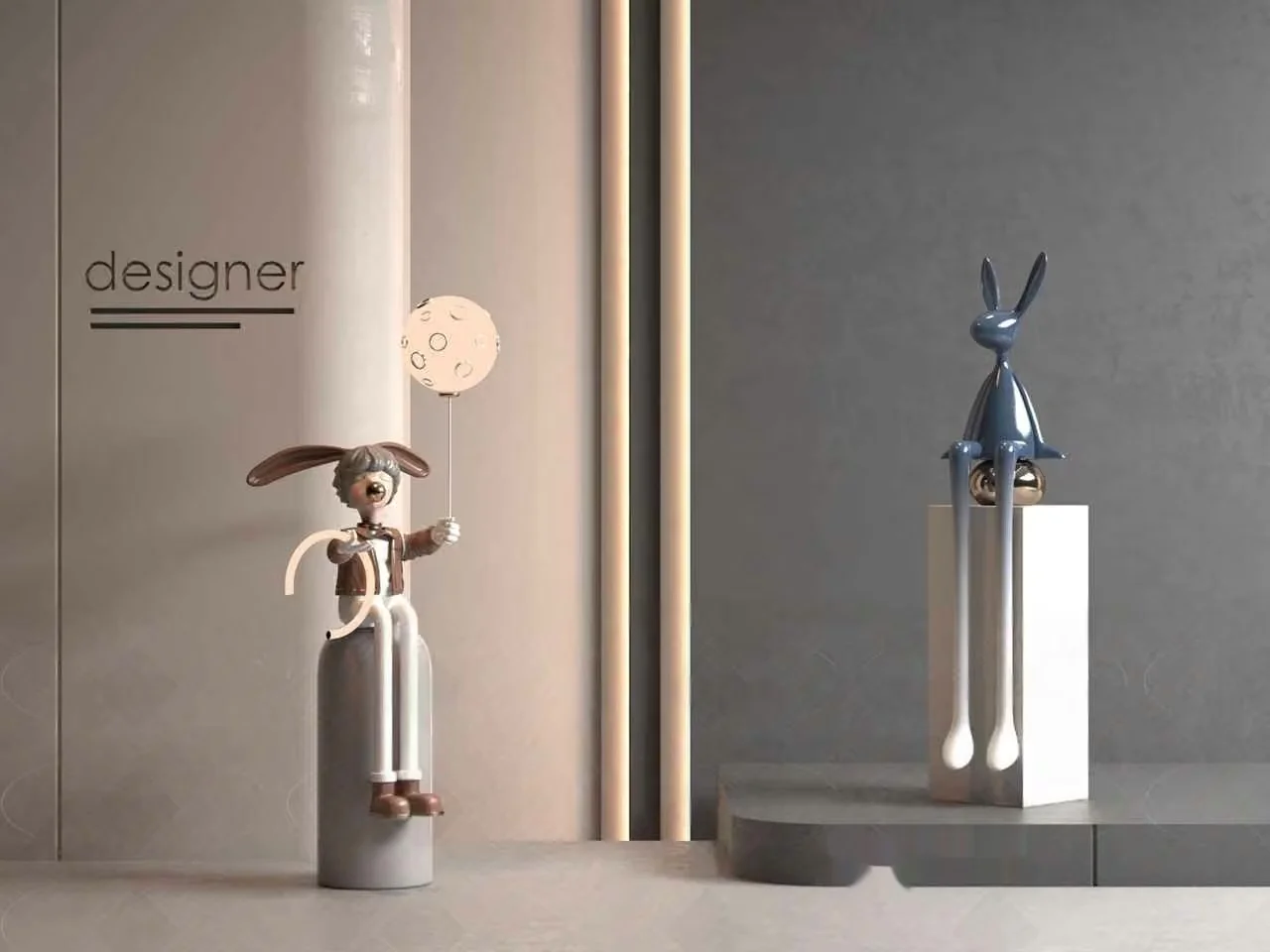 Modern Designer Figurines 3D Model – 972 – VRAY Render