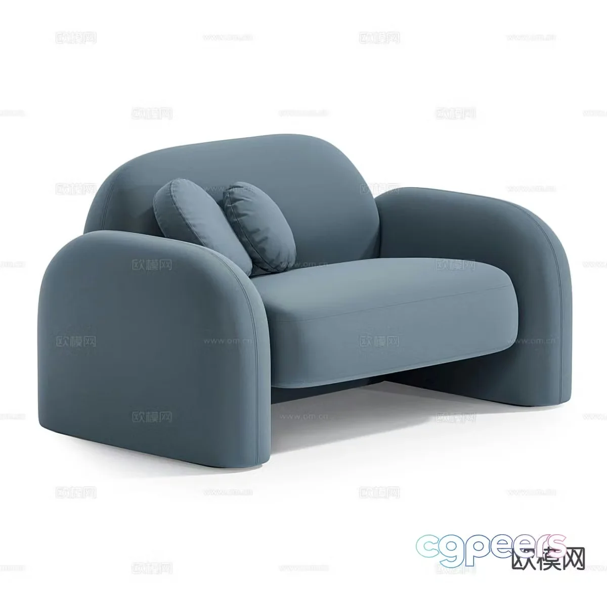 Modern double sofa fabric sofa 3d model