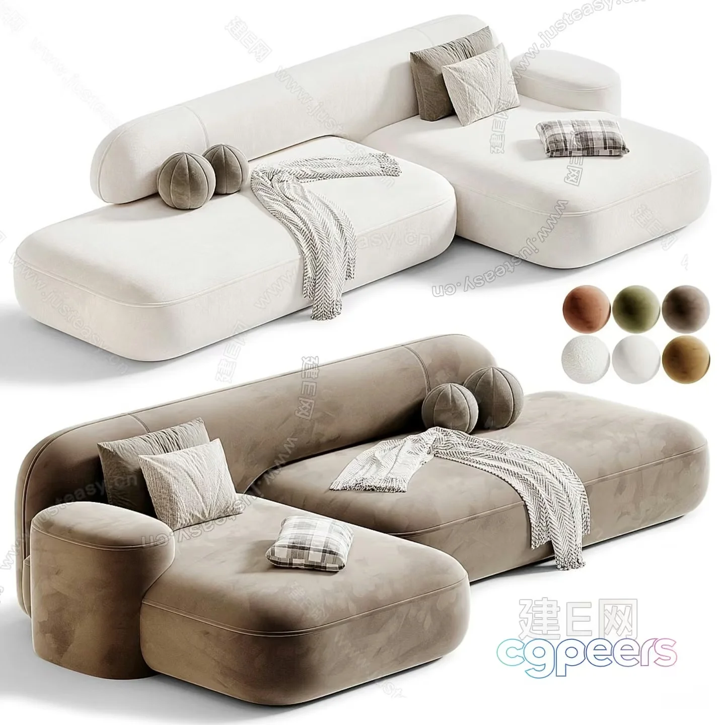 Modern L-Shaped Sofa 3D Model – 12619 – CORONA Render