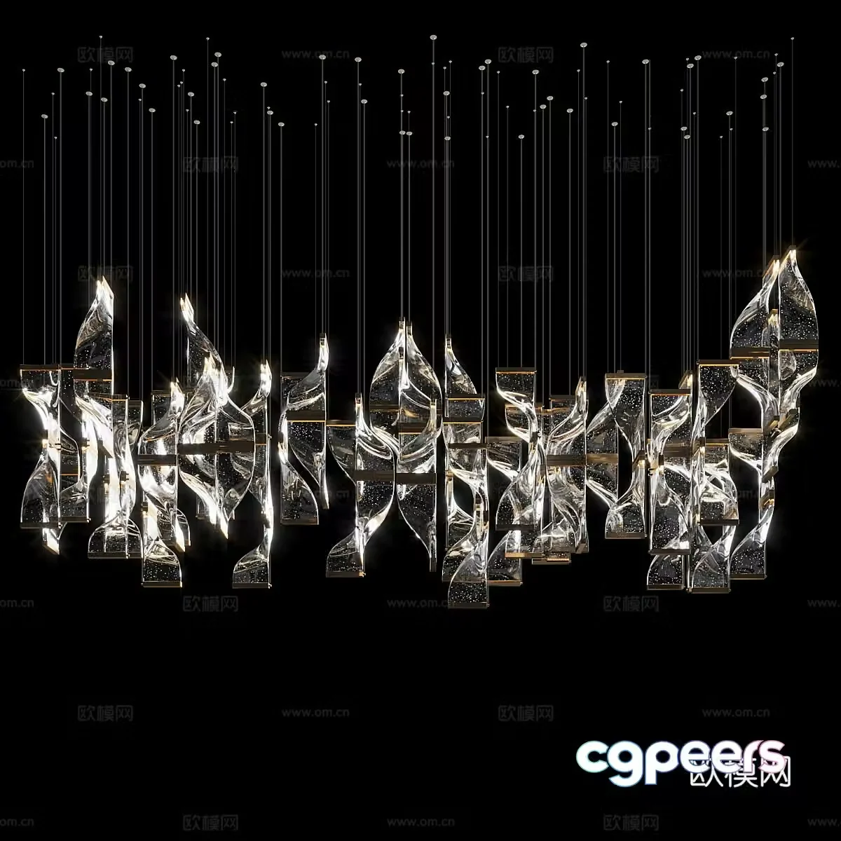 Modern Italian light luxury metal glass decorative craft chandelier 3d model