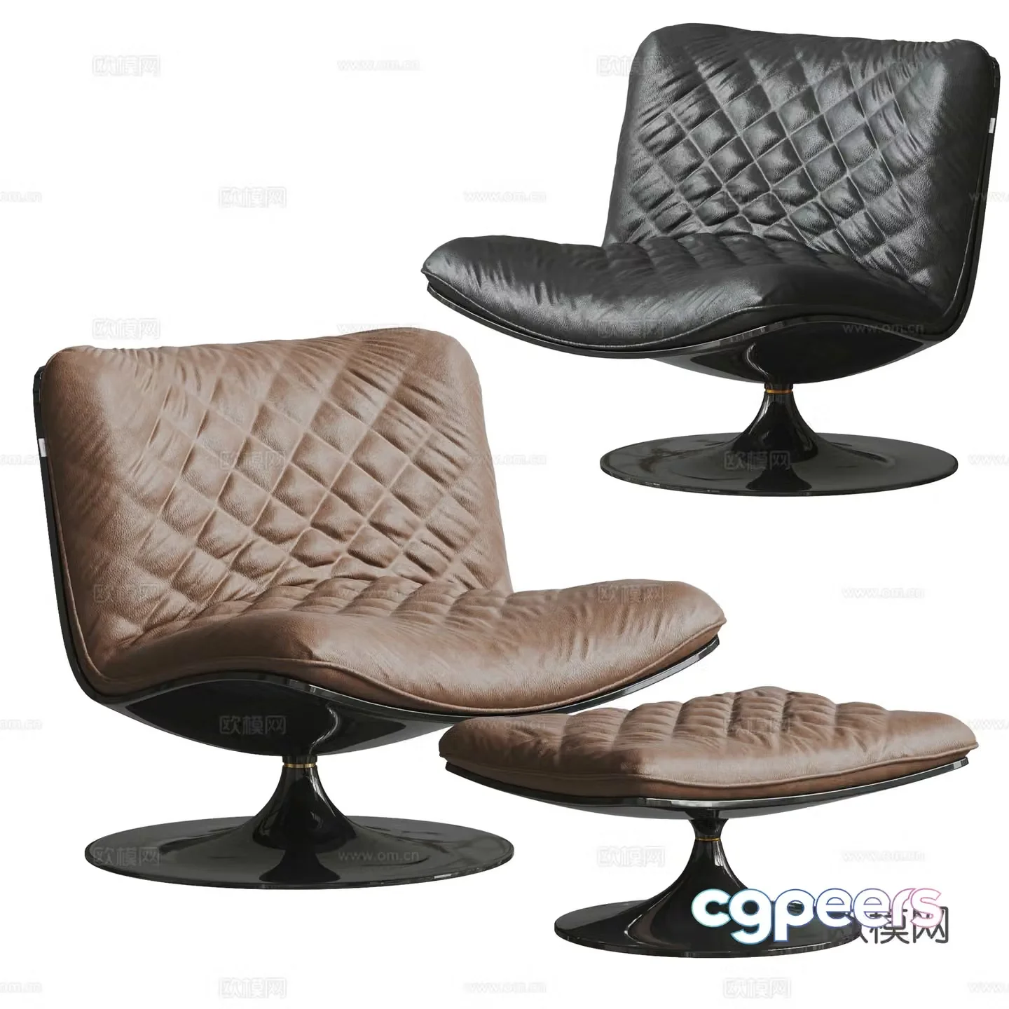 baxter modern leisure chair duck tongue chair leather leisure chair single sofa 3d model