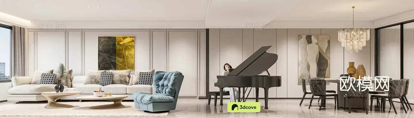 Modern living and dining room