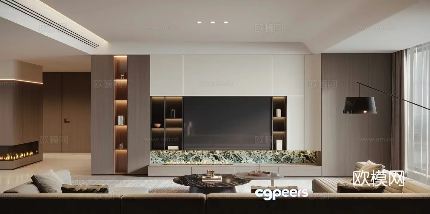 Modern home living room 3d model
