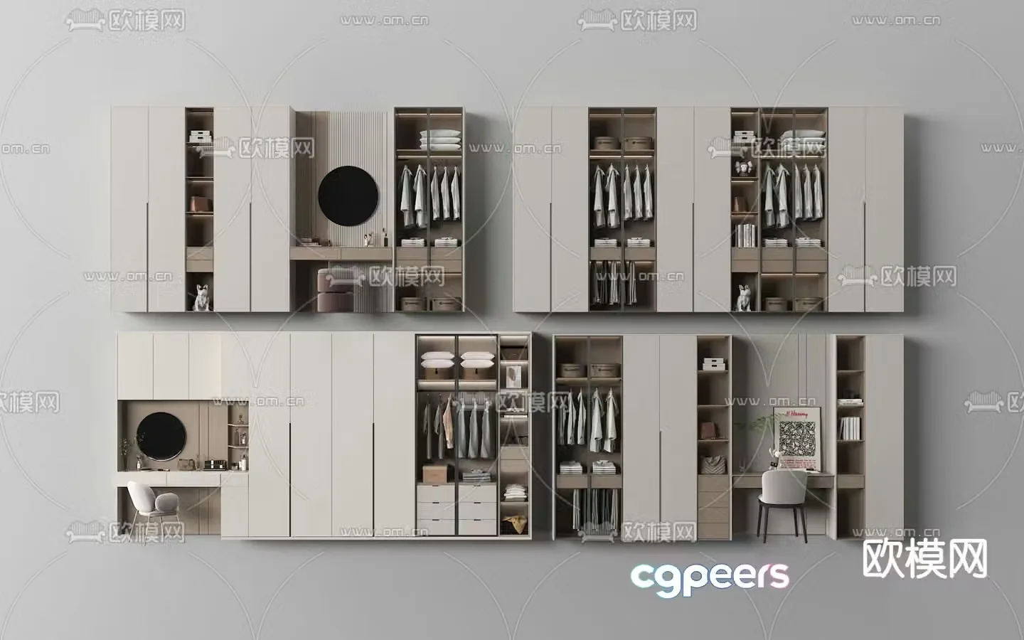 Modern glass wardrobe dresser 3d model