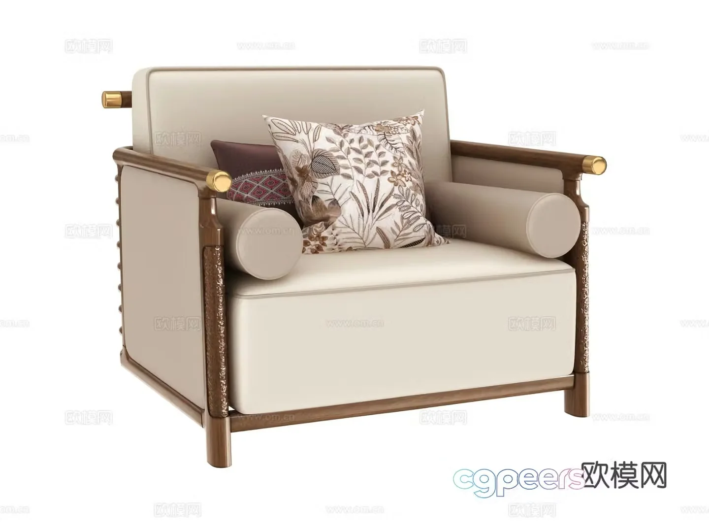New Chinese style single sofa 3d model