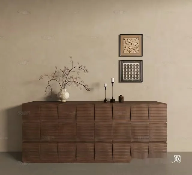 Brown Wooden Cabinet 3D Model – 5548 – CORONA Render