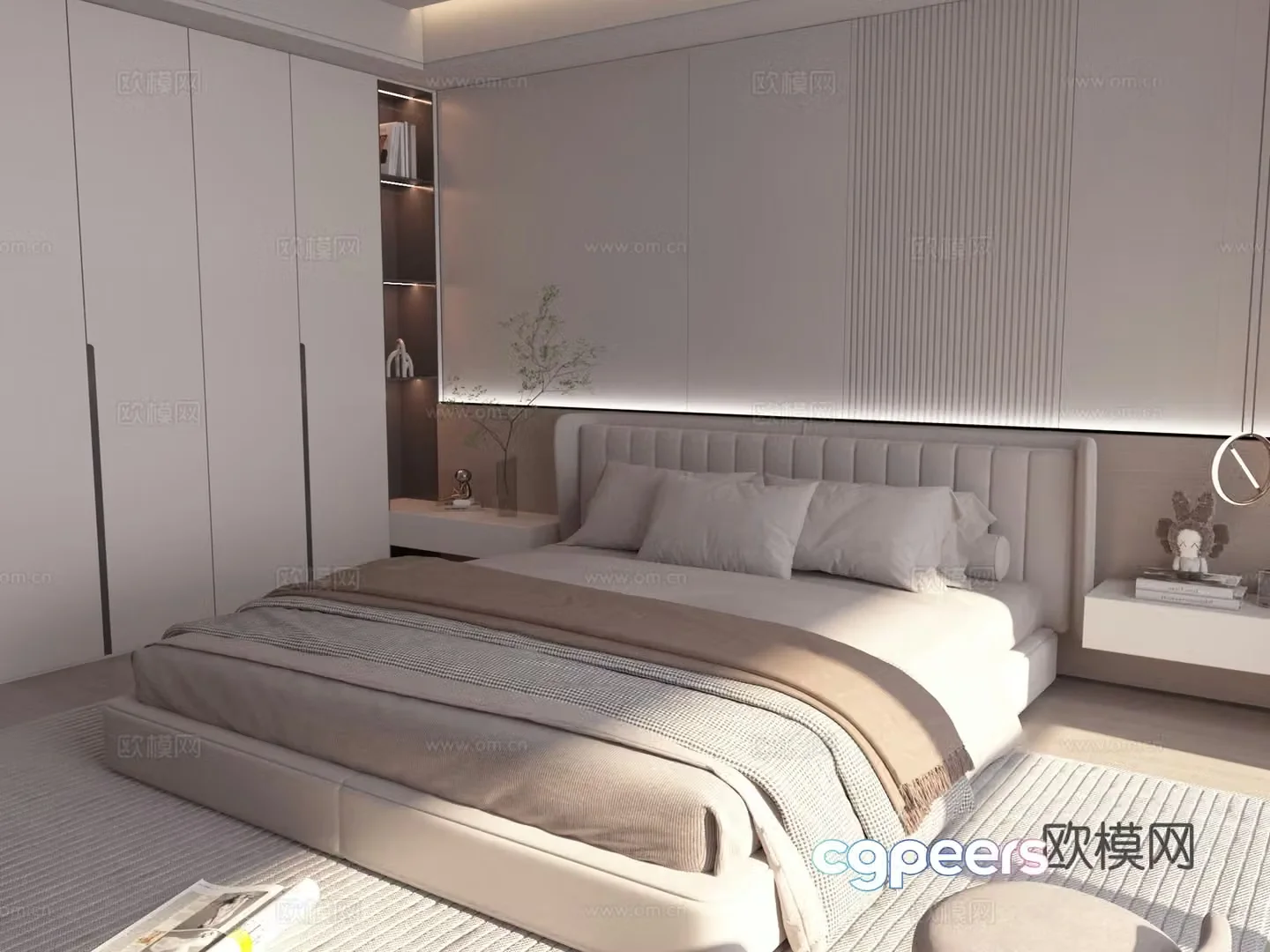 Modern double bed 3d model
