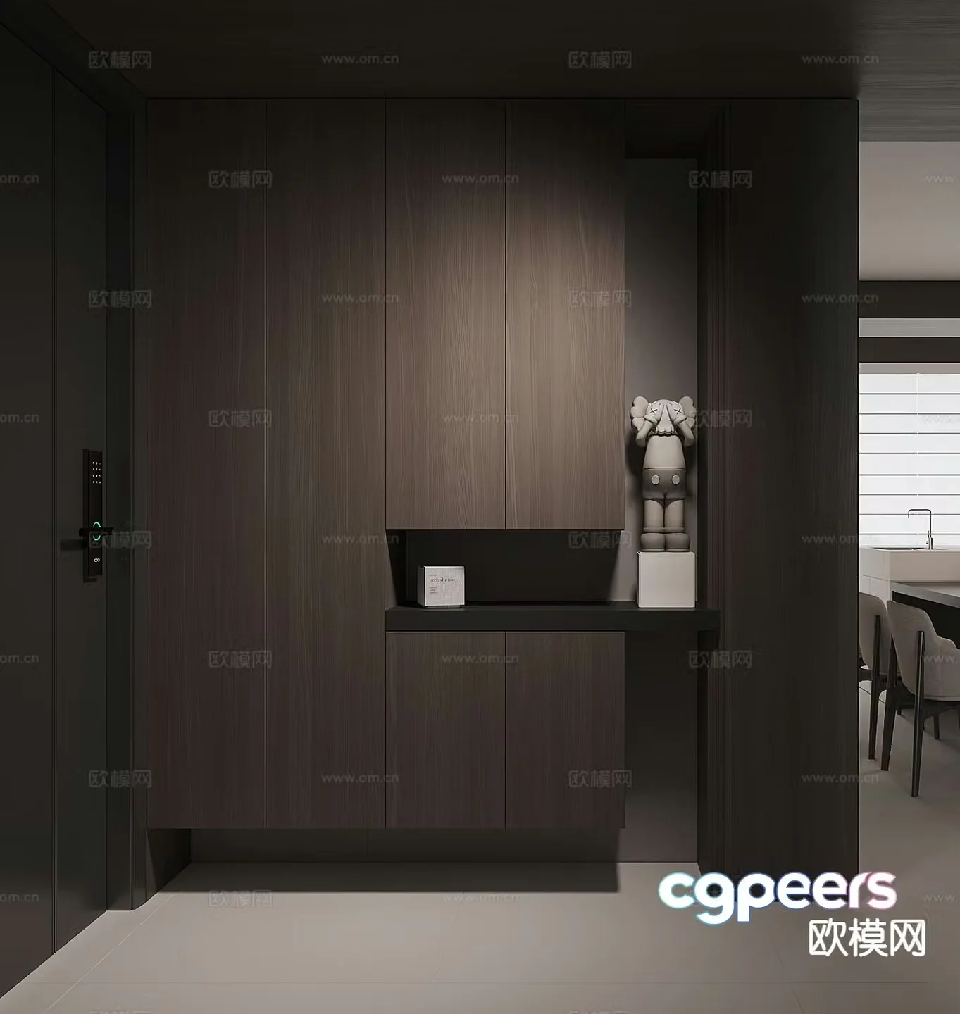 Italian style entrance shoe cabinet 3d model