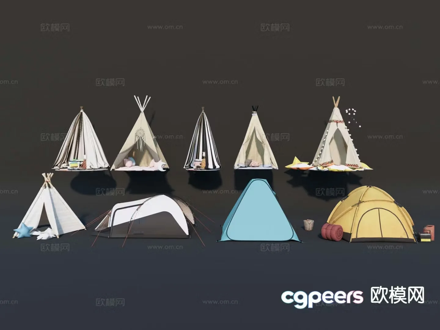 Modern camping tent 3d model