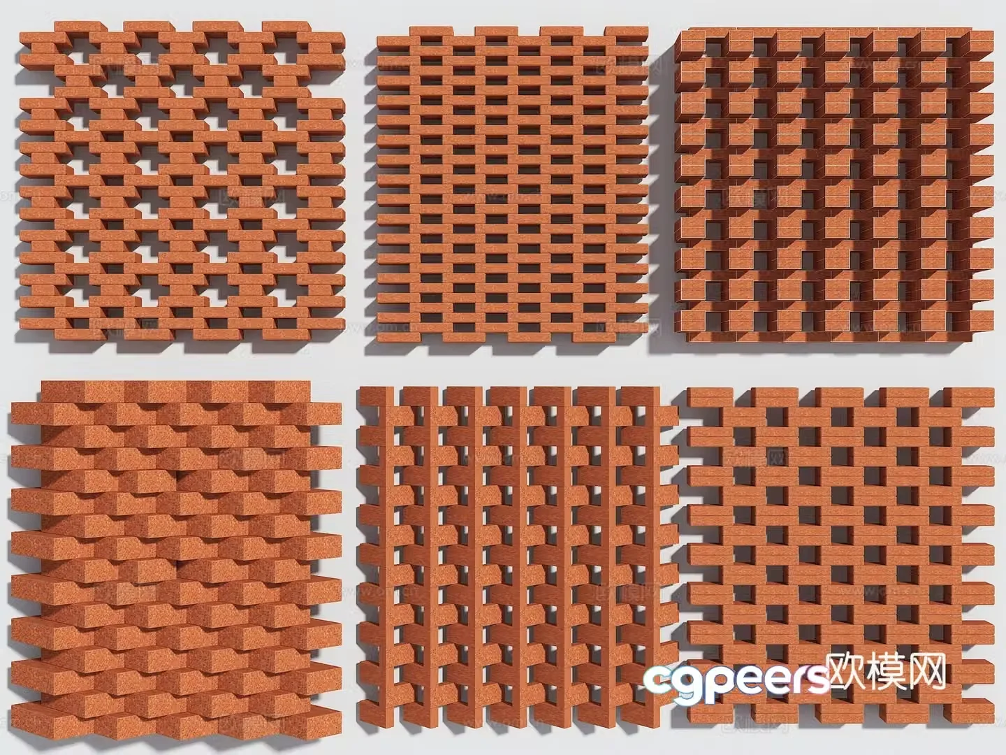 Modern red brick partition Hollow red brick wall Red brick decorative wall Creative red brick wall Hollow brick wall 3d model