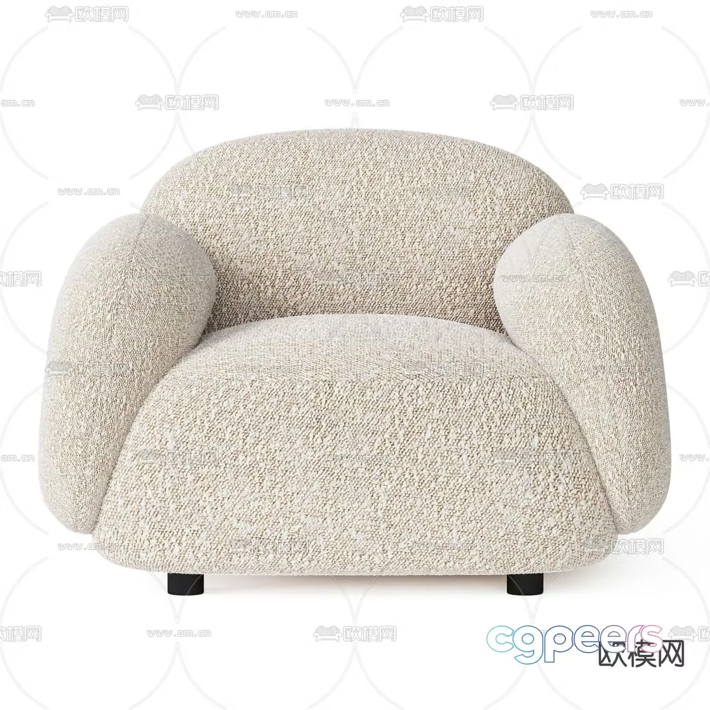 Cream style sofa single sofa 3d model