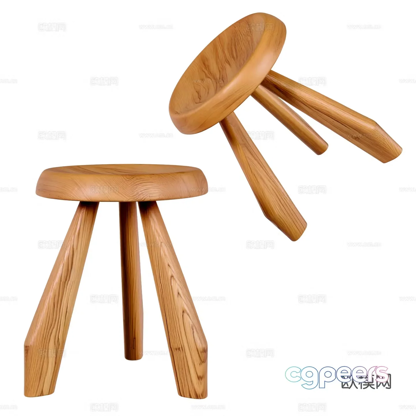 Modern log seat stool ornaments 3d model