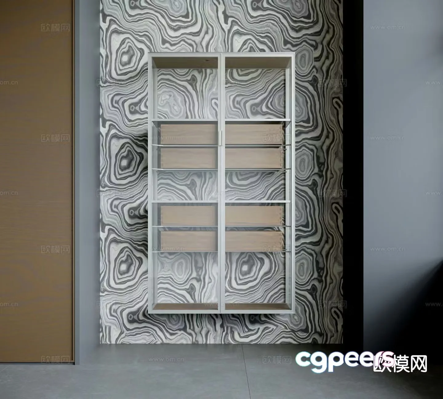 Modern glass cabinet wall cabinet bookcase 3d model