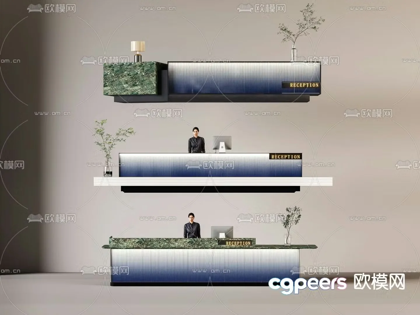 Front desk reception desk service desk information desk 3d model