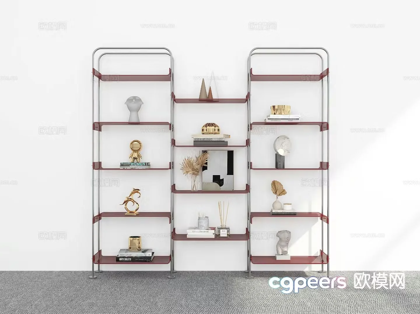 Modern bookshelf display rack storage rack 3d model