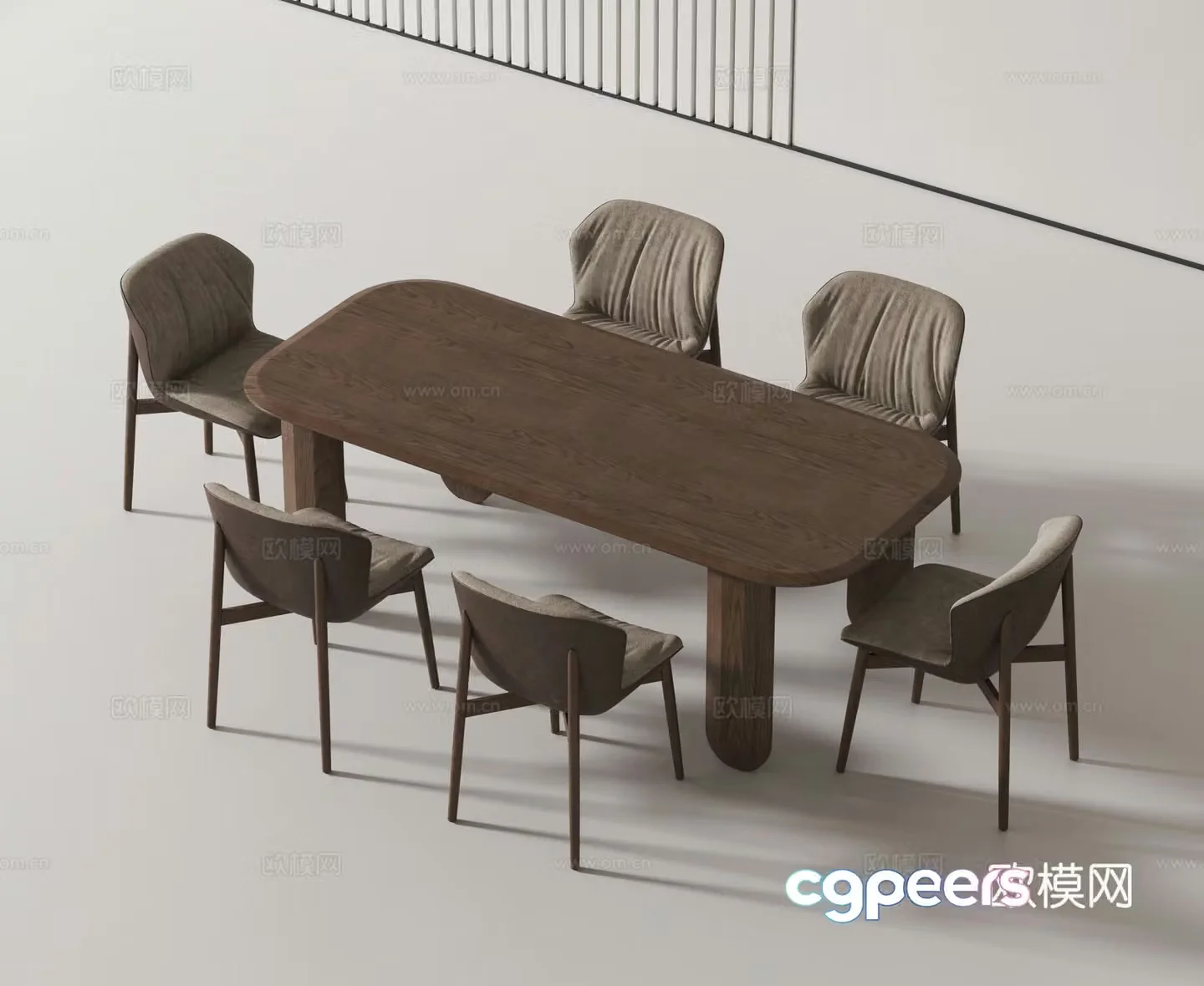Modern dining table and chairs bar dining table 3d model