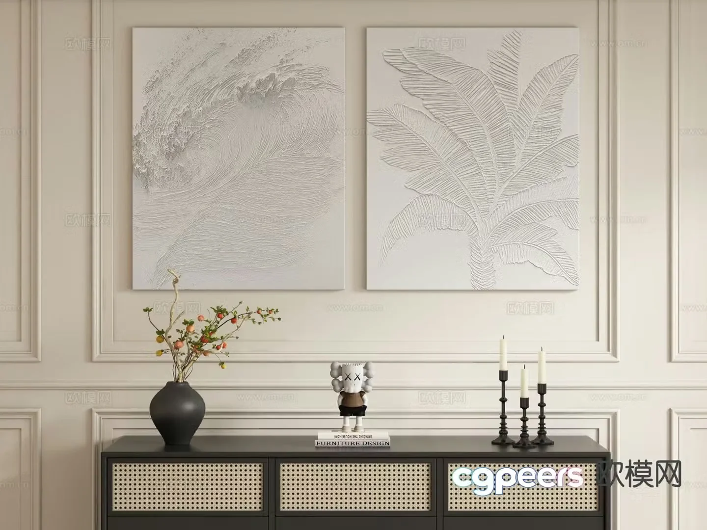 Cream style oil painting art painting texture painting 3d model