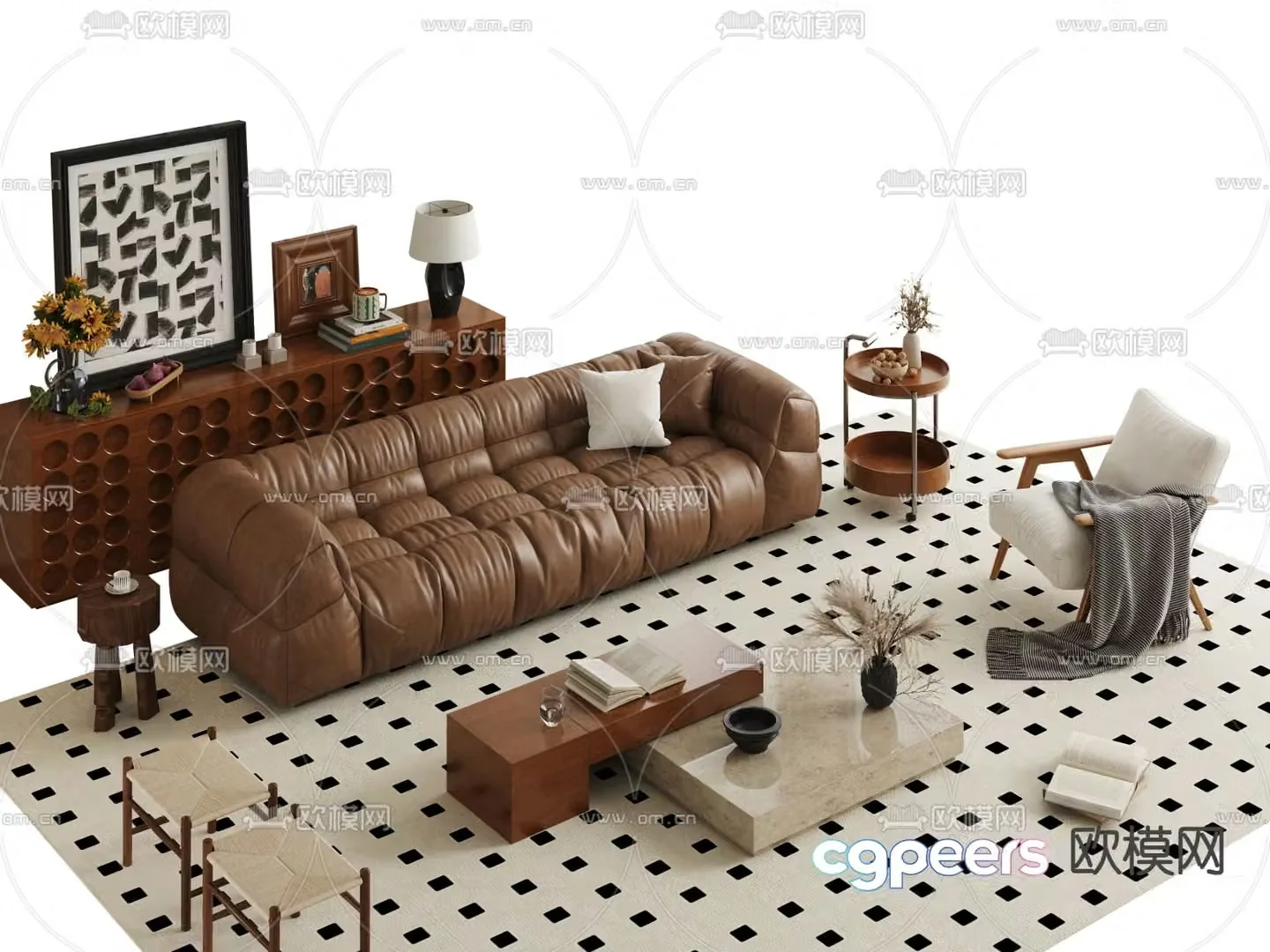 Medieval style modular sofa 3D model