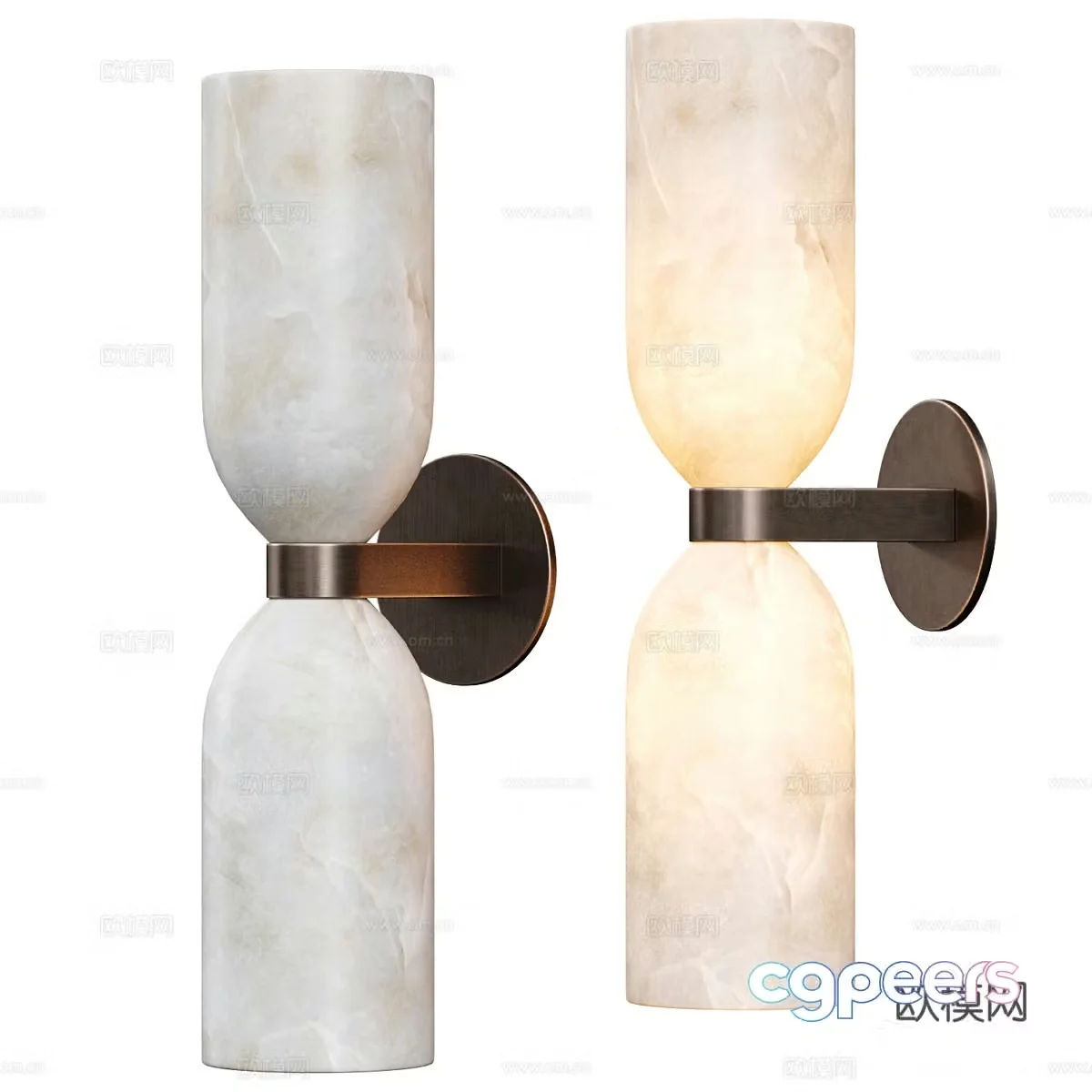 New Chinese style light luxury tandem wall light Allied Maker3d model