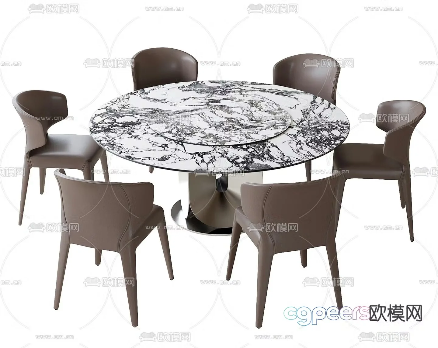 Round dining table and chairs slate dining table 3d model