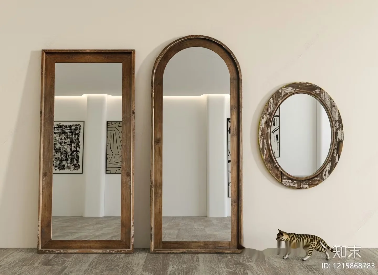 Rustic Wooden Mirrors 3D Model – 13873 – VRAY Render