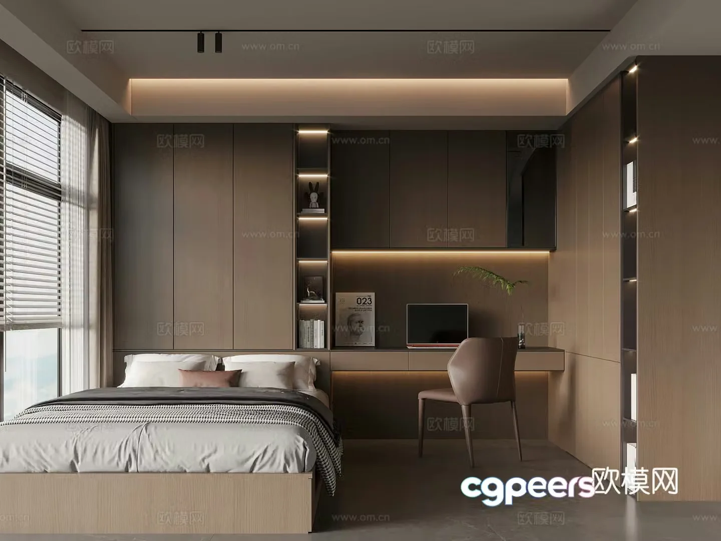 Tatami bedroom Modern Italian tatami bedroom Desk Wardrobe 3d model