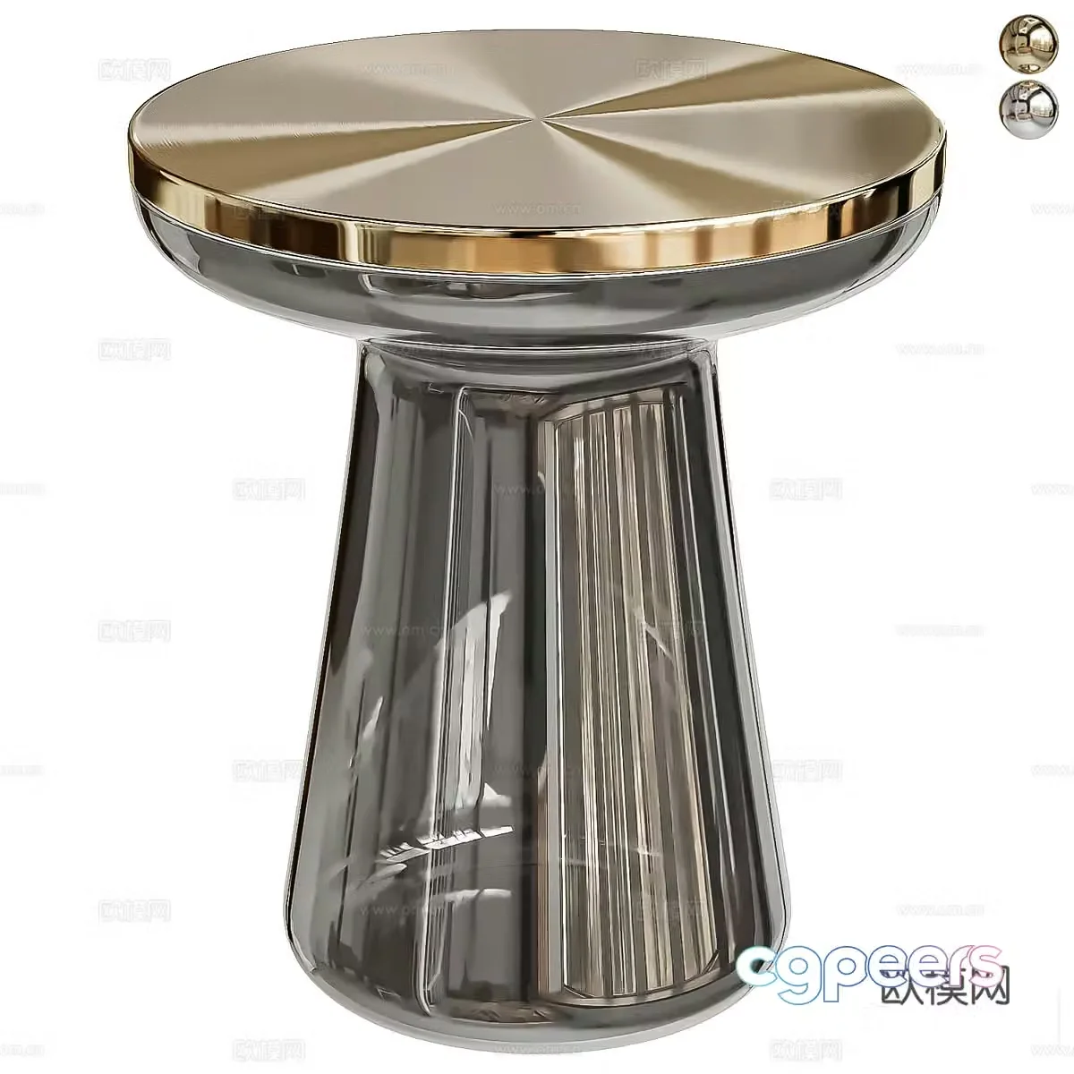 Modern Italian light luxury Mush glass side table 3D model