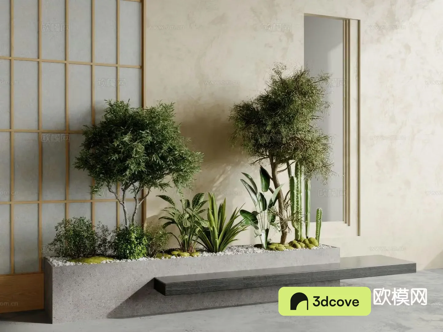 Green plant pile landscape green plant tree pool chair planter trough