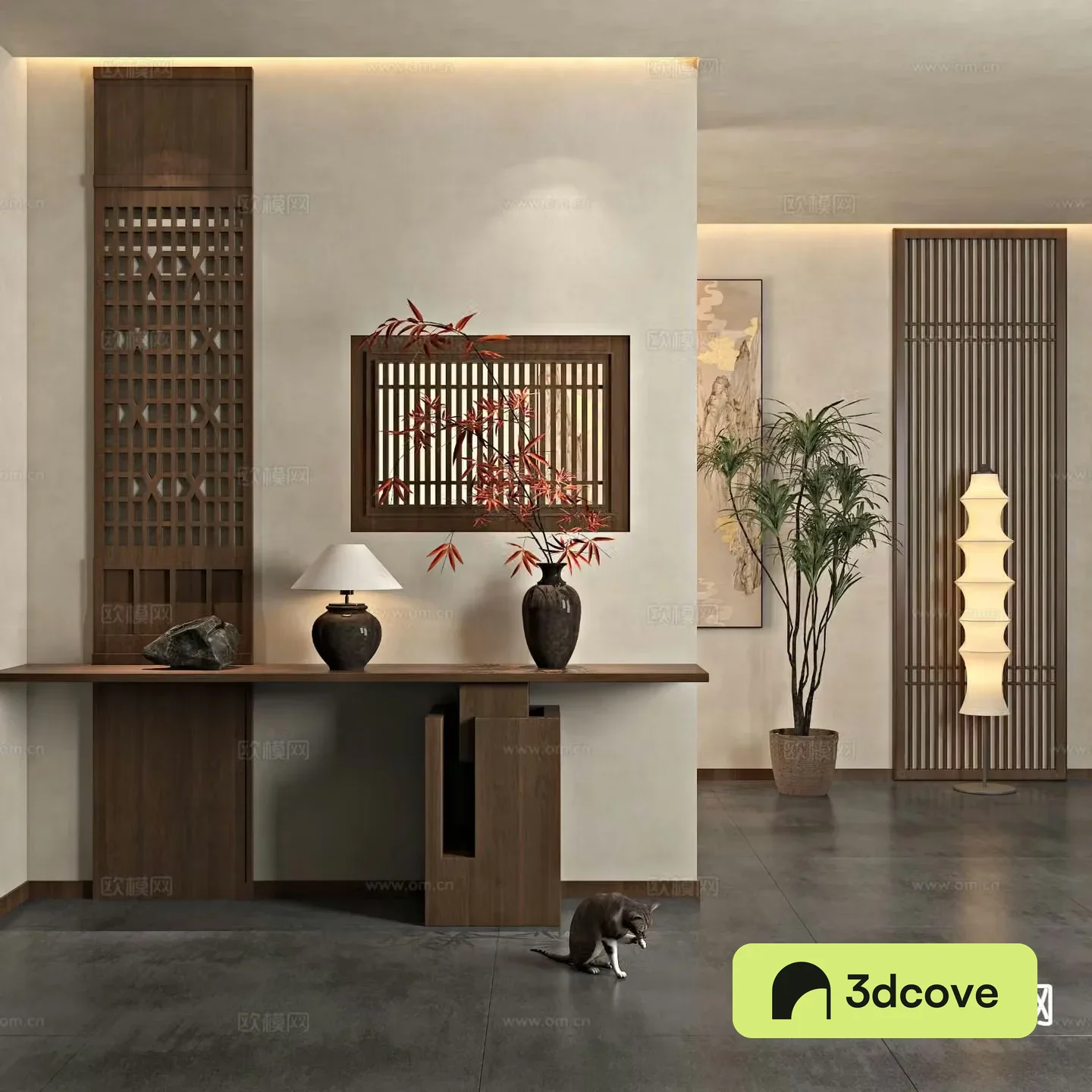 New Chinese style Zen entrance hall