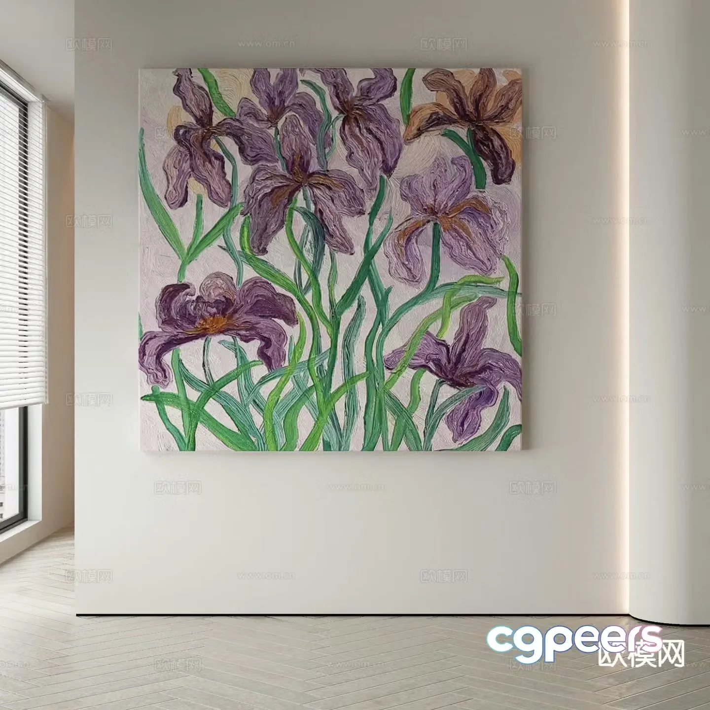 Modern oil painting flower painting decorative painting 3d model