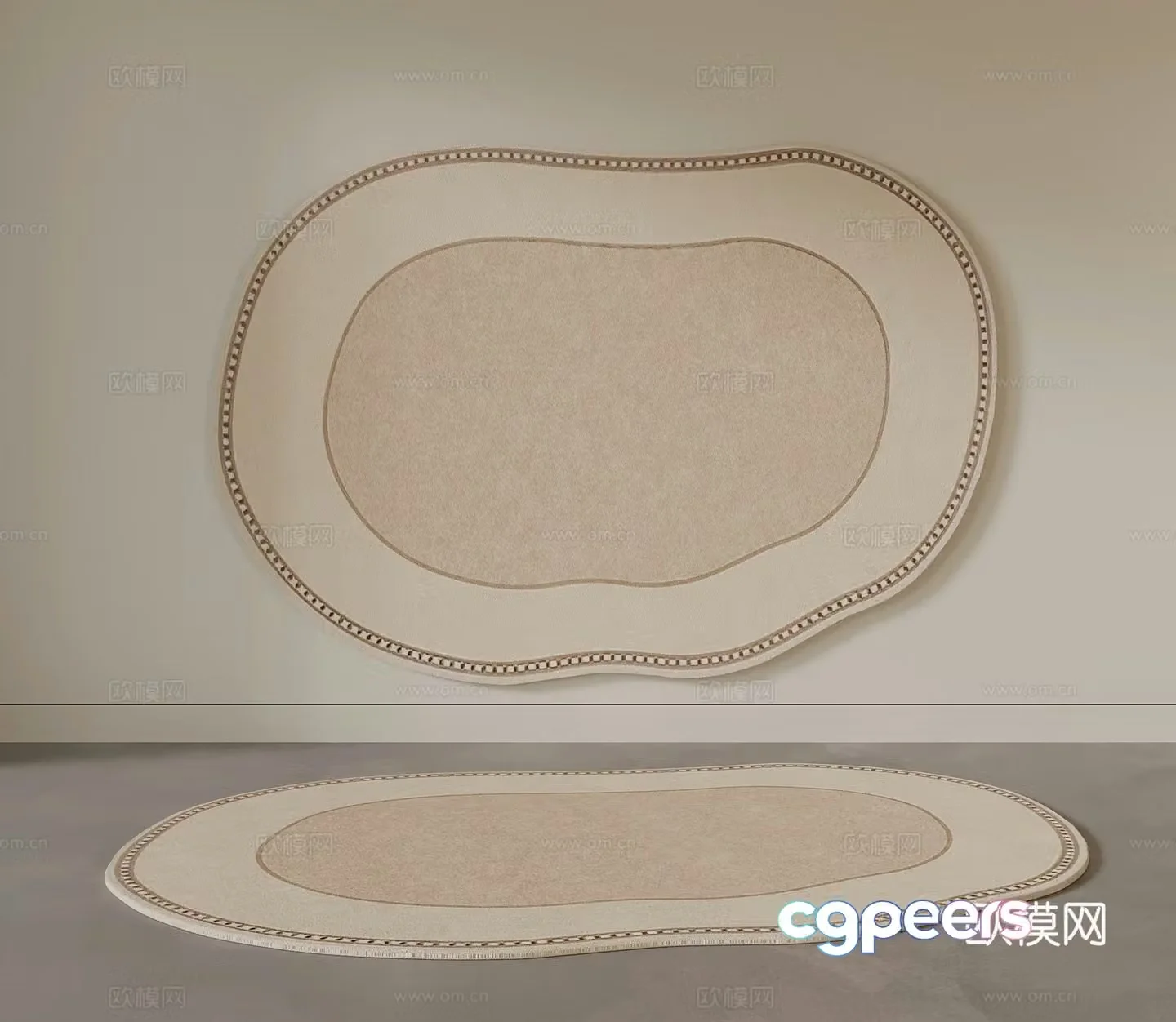 Modern cream style carpet 3d model