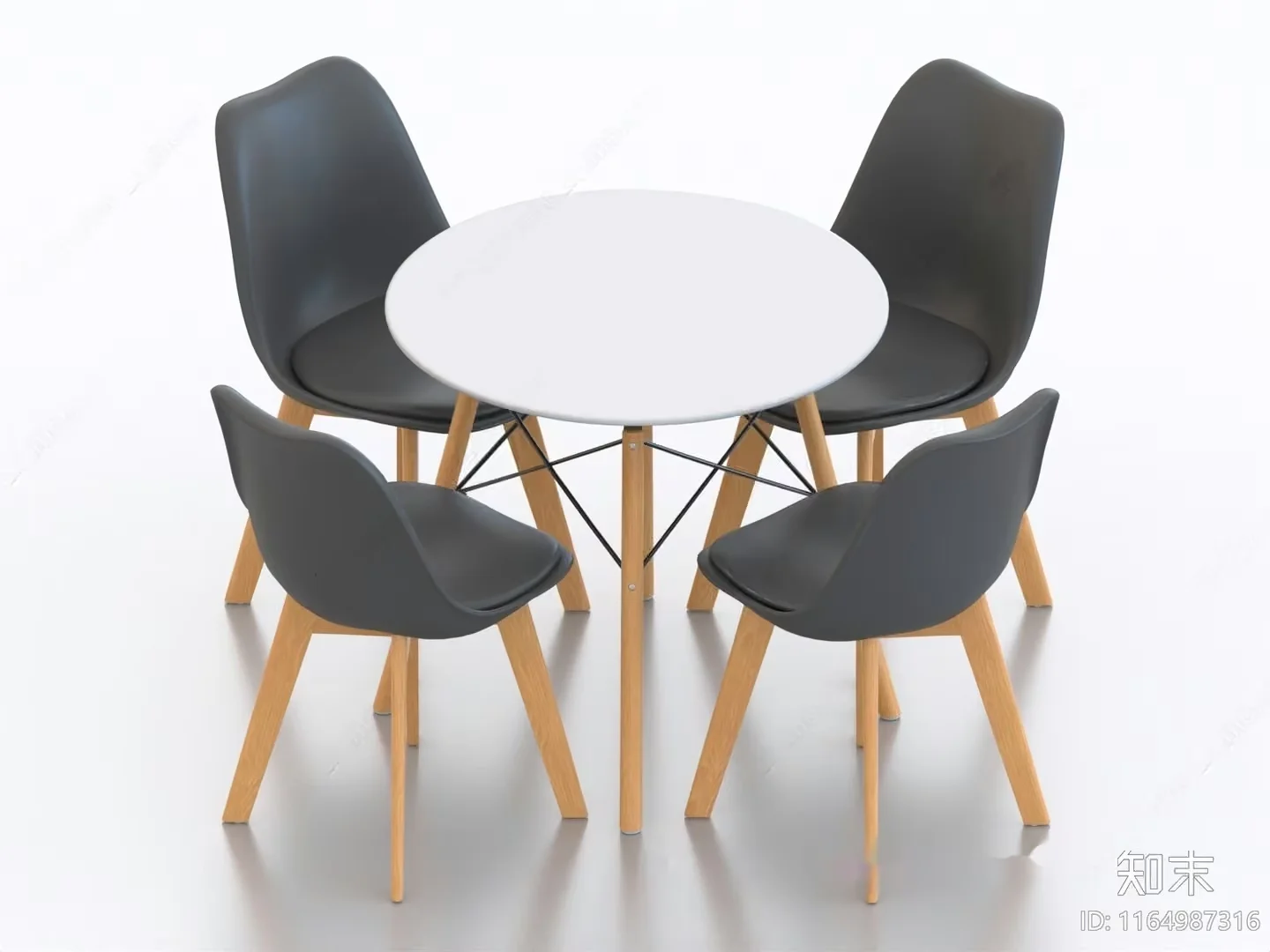 Modern Minimalist Dining Set 3D Model – 14586 – VRAY Render