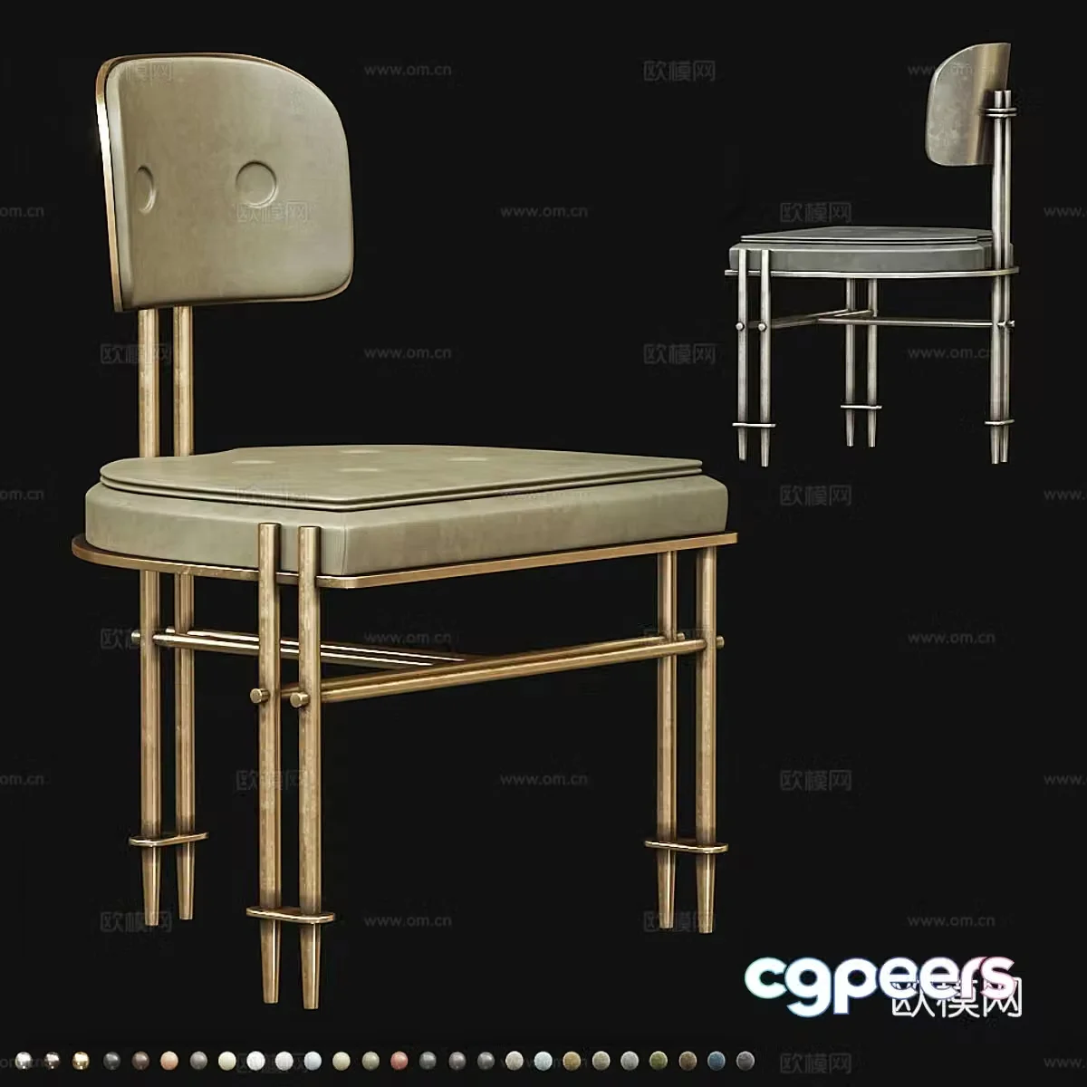 Light luxury retro metal chair 3d model