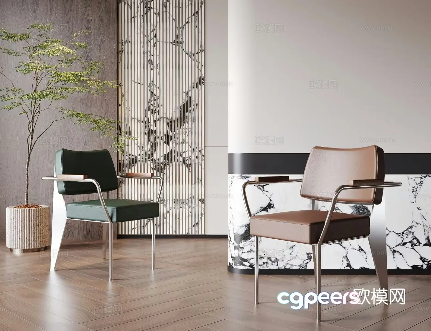Modern single chair tea chair dining chair dressing chair metal chair 3d model