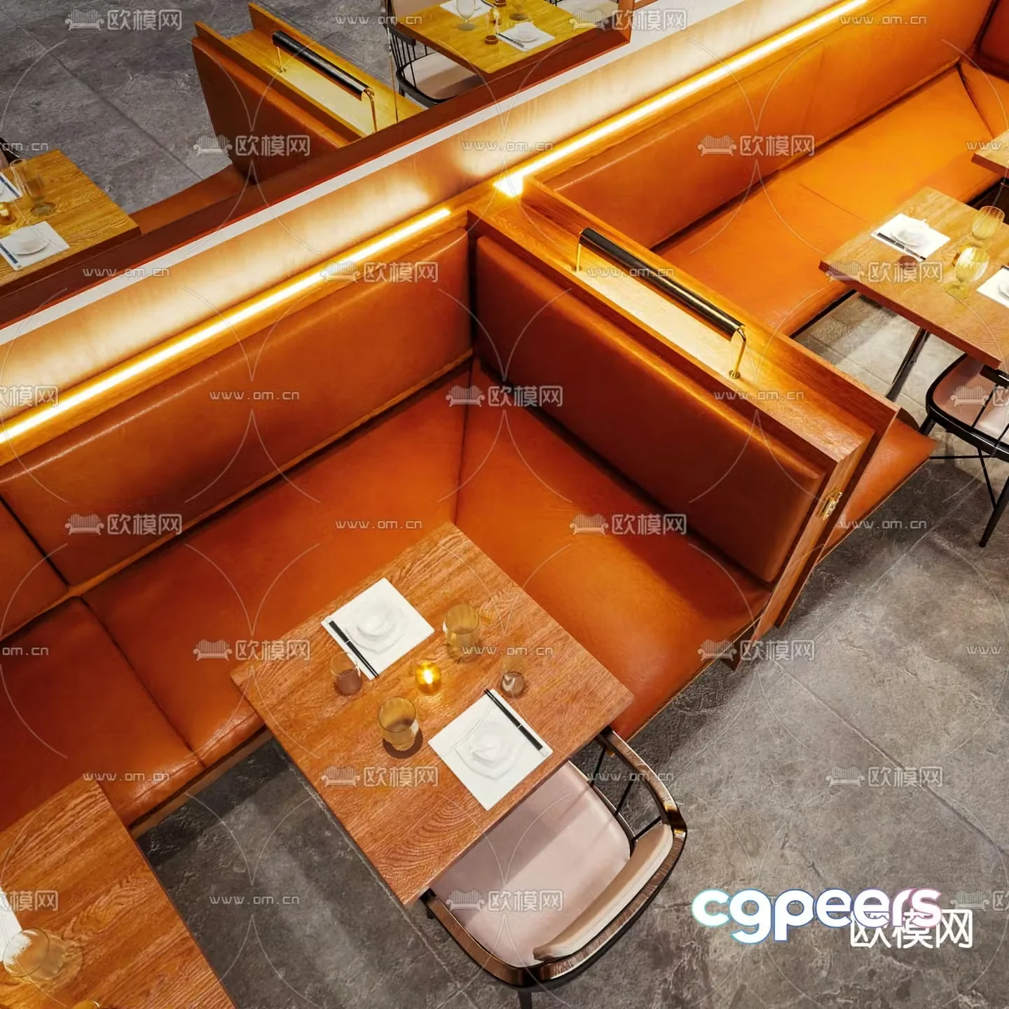 Modern dining booth booth sofa 3D model