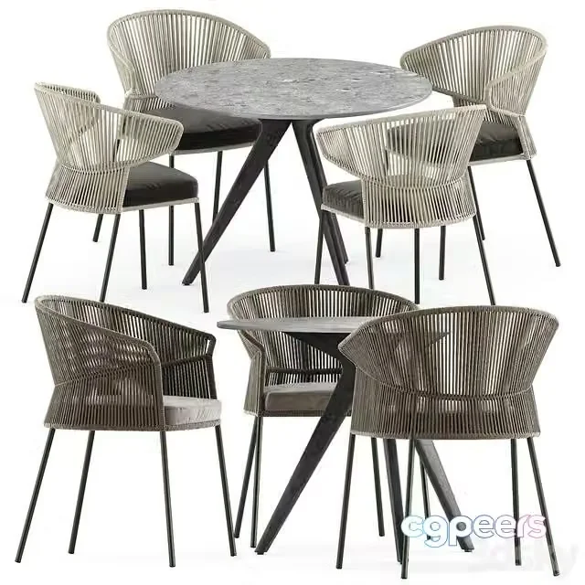 3ds Max Free – Ola 923 P-IMP and Ola 923 P chairs by Potocco and Teak nero table CF 100 by manutti