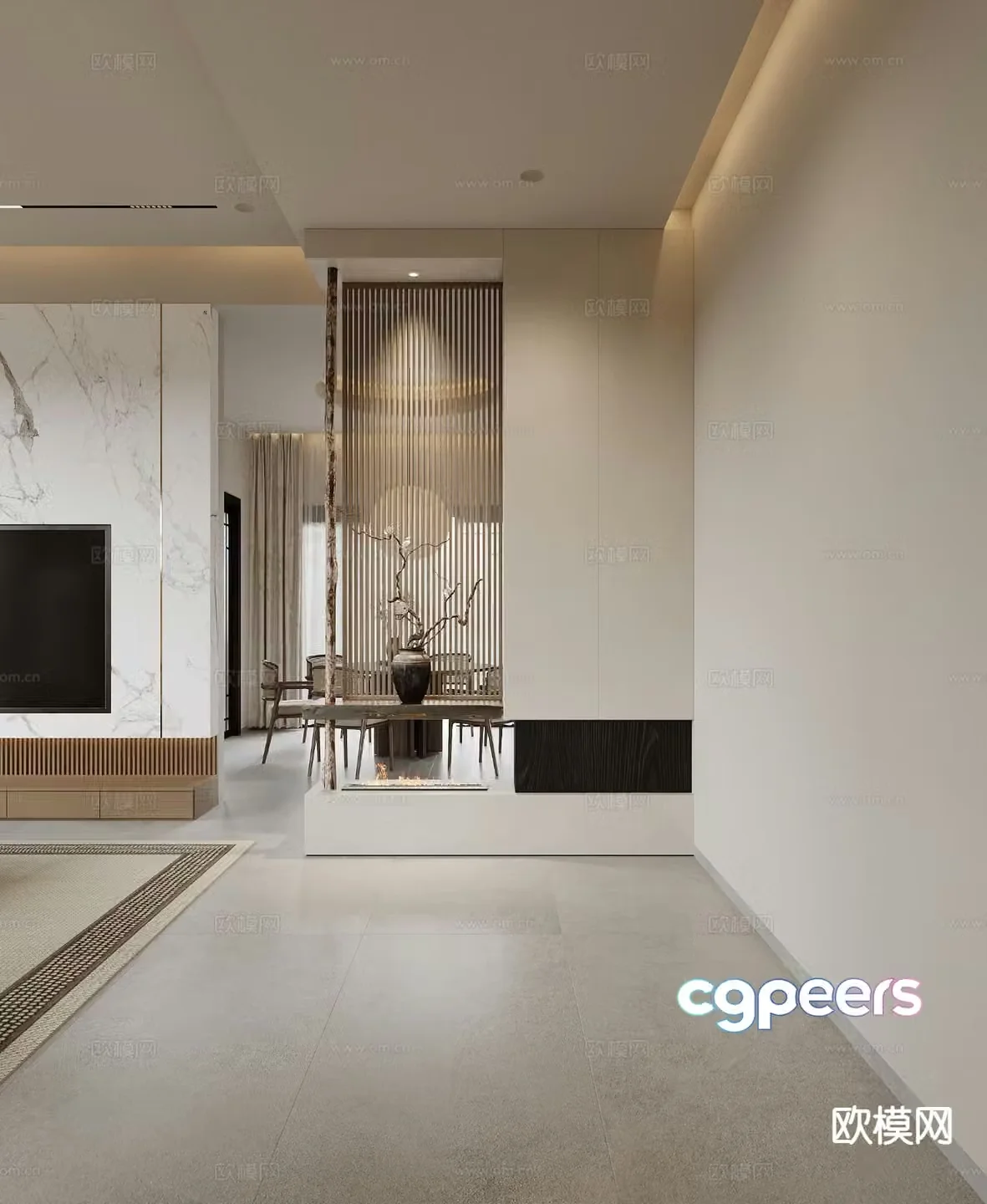 Wabi-sabi style entrance hall 3D model