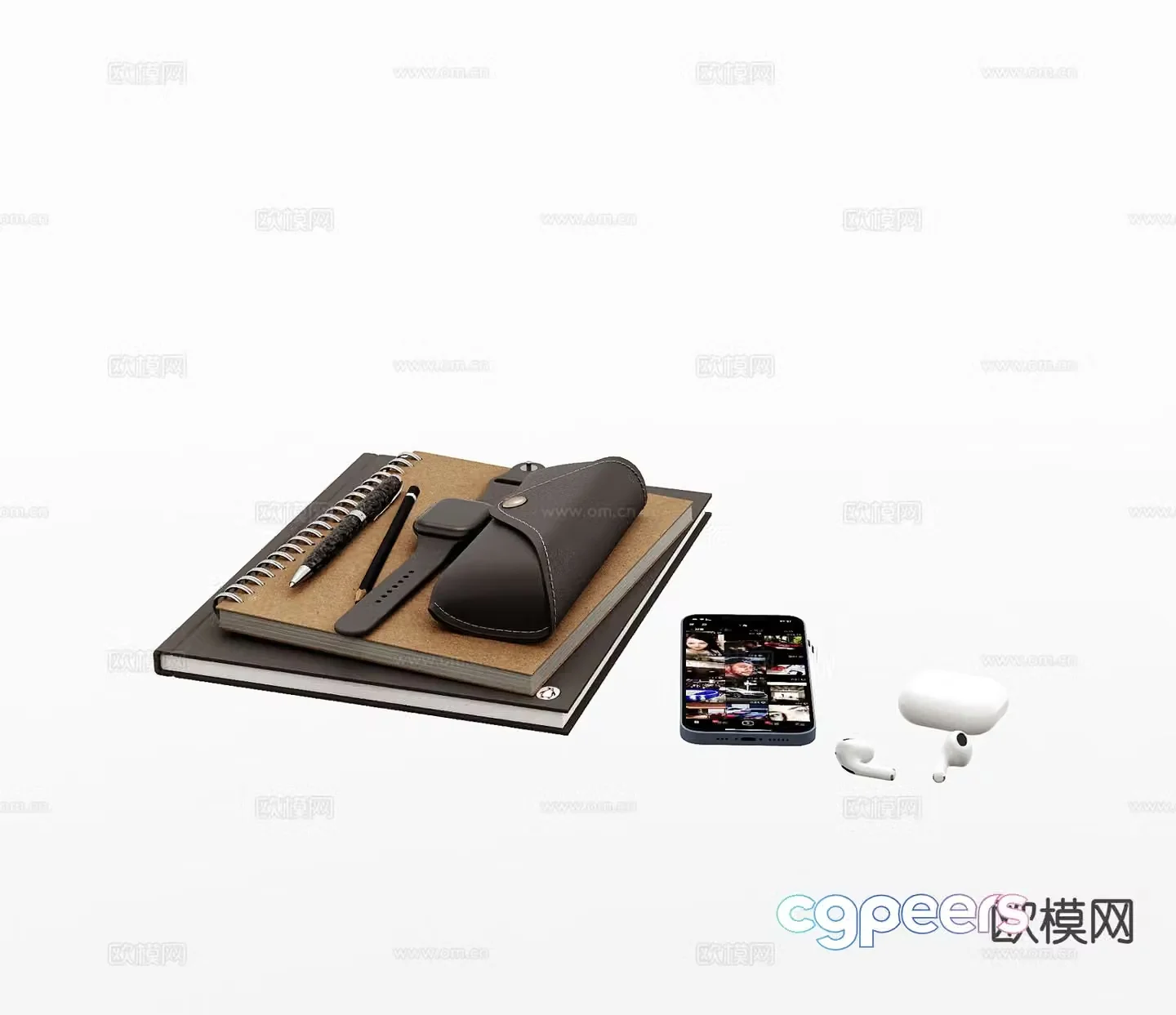 Office supplies notebook pen 3d model