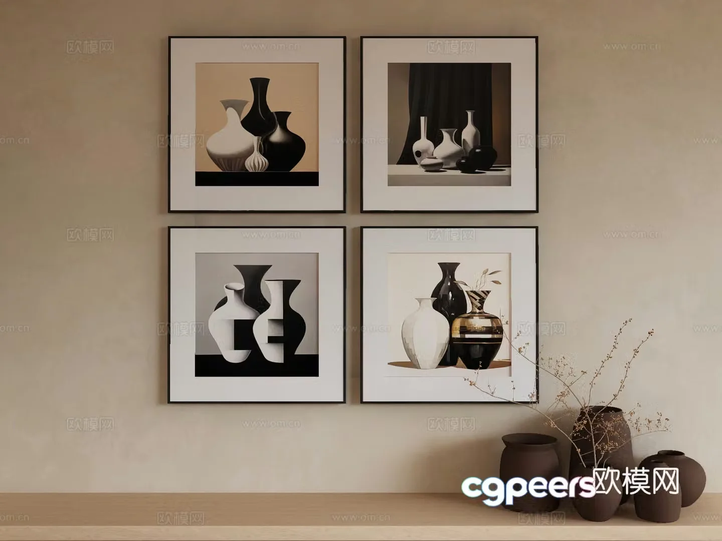 Modern Wasabi Hanging Painting Oil Painting 3D Model