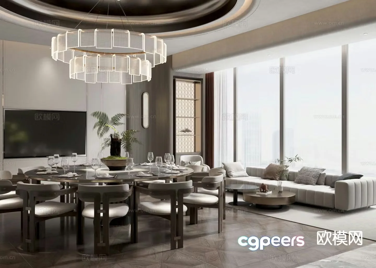 Chinese restaurant private room 3D model
