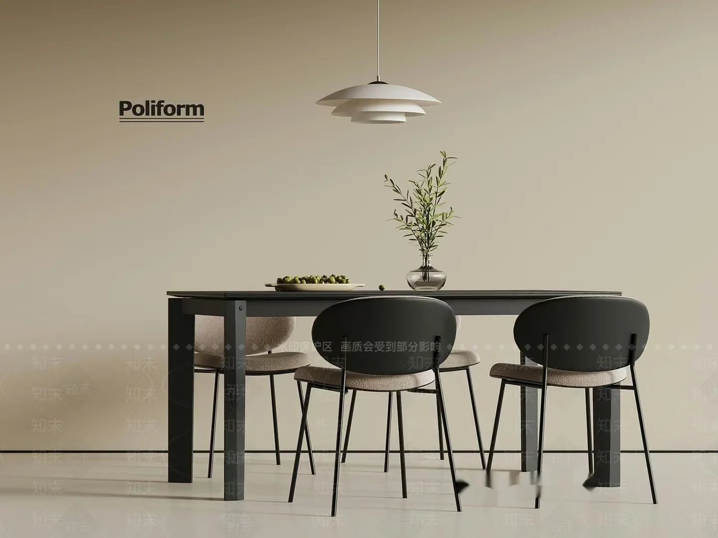 Modern Dining Table 3D Model – 14107 – VRAY Render