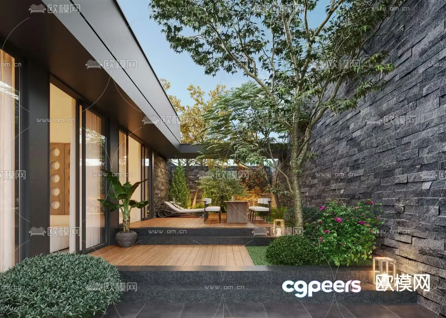 Villa courtyard leisure garden 3d model