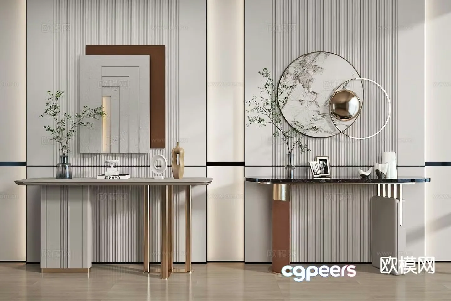 Modern entrance door case 3D model of end viewing platform