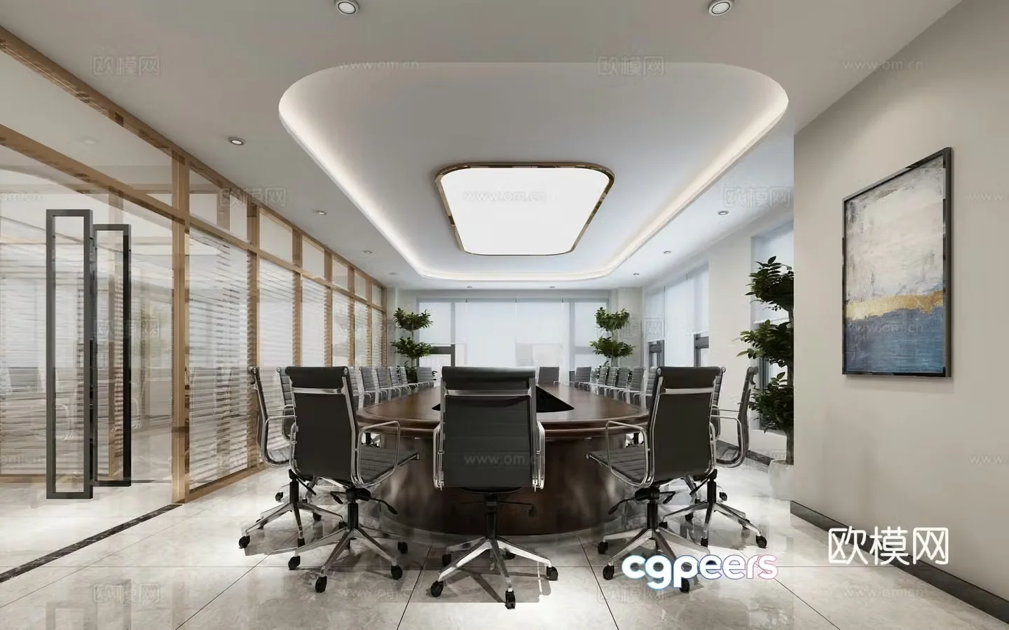 Modern conference room manager room corridor aisle 3d model