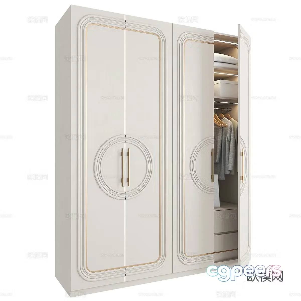 Cream style wardrobe 3d model