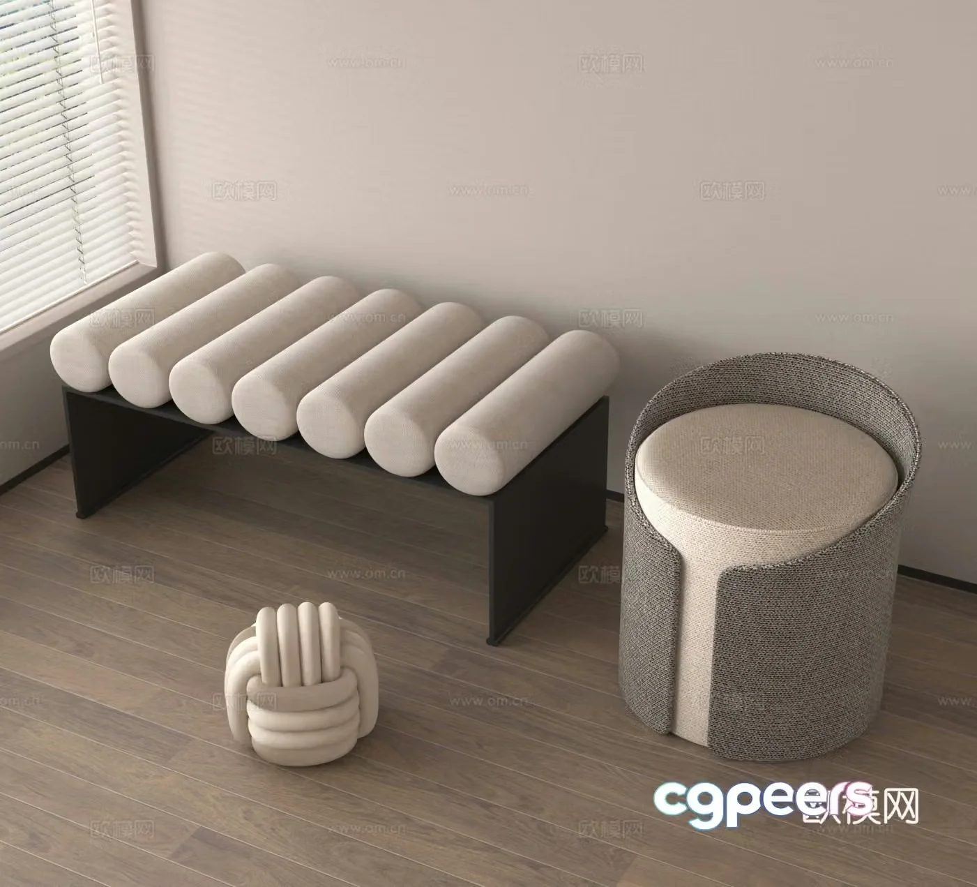 Bottom stool foot pedal sofa stool 3d model