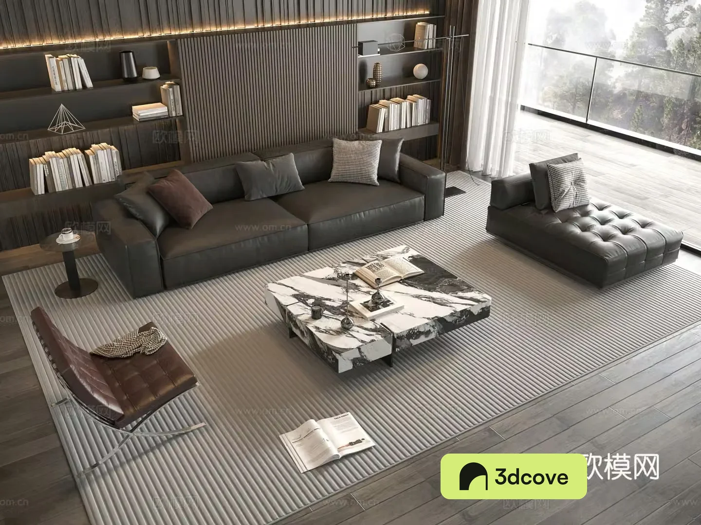 Minotti modern Italian sofa coffee table combination