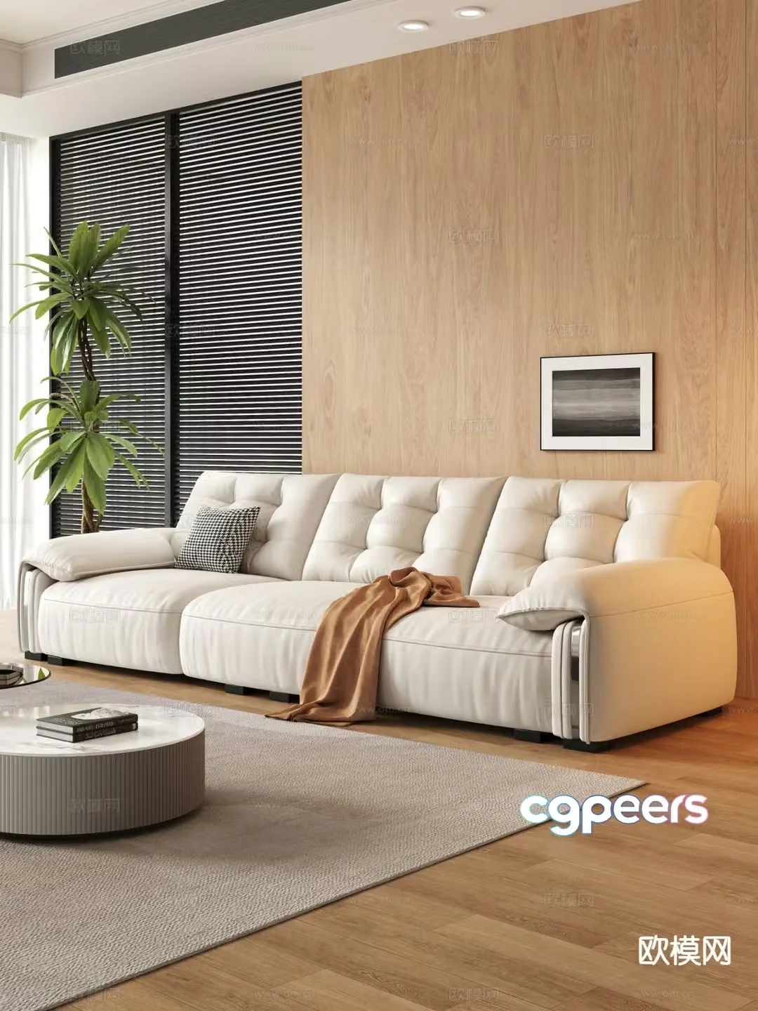 Three seater sofa upholstered sofa 3d model